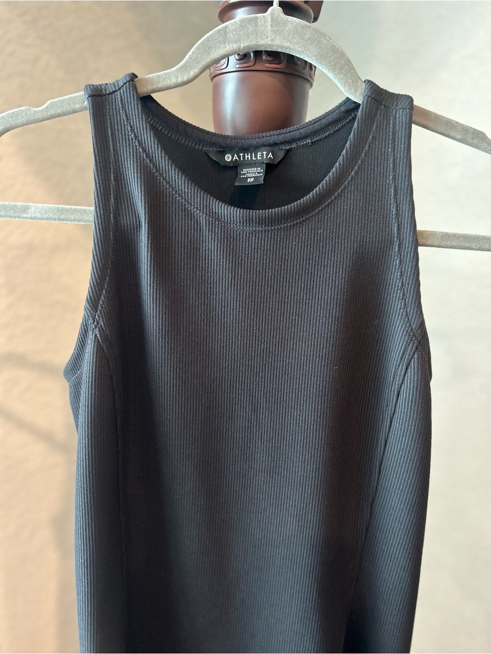 Athleta Black Ribbed Sleeveless Tank Dress